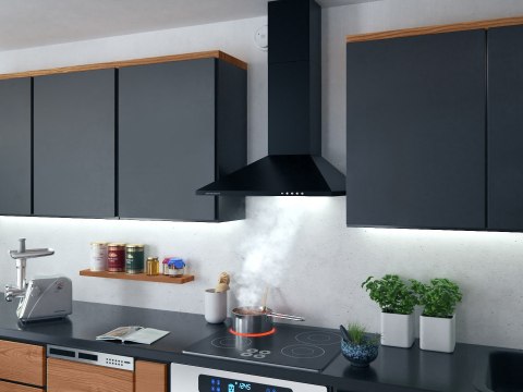 OKAP KUCHENNY KOMINOWY 60 CM BERDSEN BT-214 CZARNY