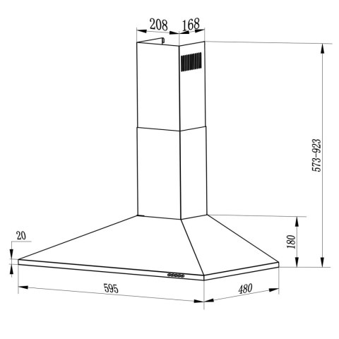 OKAP KUCHENNY KOMINOWY 60 CM BERDSEN BT-214 CZARNY