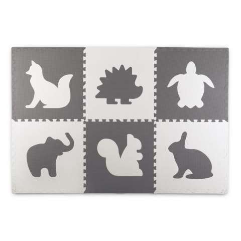 DUŻA MATA PIANKOWA, PUZZLE, ZWIERZĄTKA BIAŁE I SZARE 6 SZT