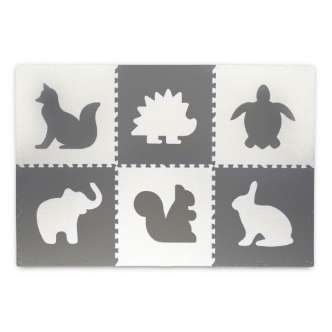 DUŻA MATA PIANKOWA, PUZZLE, ZWIERZĄTKA BIAŁE I SZARE 6 SZT