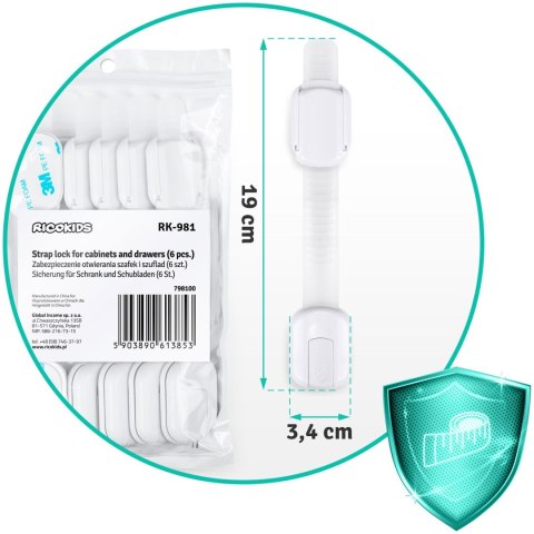 ZABEZPIECZENIE OTWIERANIA SZAFEK RICOKIDS 798100 6 SZT BIAŁE
