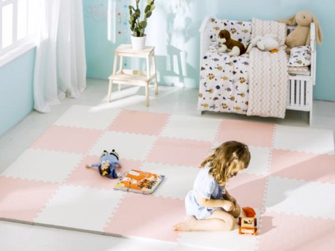 DUŻA MATA PIANKOWA PUZZLE RICOKIDS 60X60 CM 4 SZT. BRZOSKWINIOWO-BIAŁA