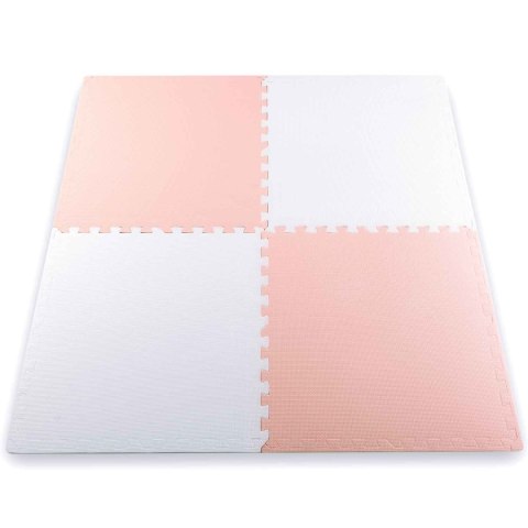DUŻA MATA PIANKOWA PUZZLE RICOKIDS 60X60 CM 4 SZT. BRZOSKWINIOWO-BIAŁA