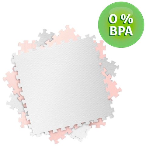 DUŻA MATA PIANKOWA PUZZLE RICOKIDS 60X60 CM 4 SZT. BRZOSKWINIOWO-BIAŁA