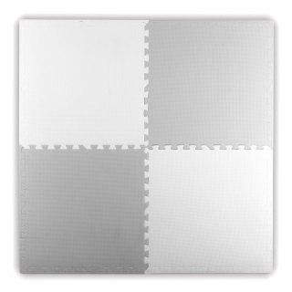 DUŻA MATA PIANKOWA, PUZZLE RICOKIDS 60X60CM 4 SZT BIAŁE I SZARE