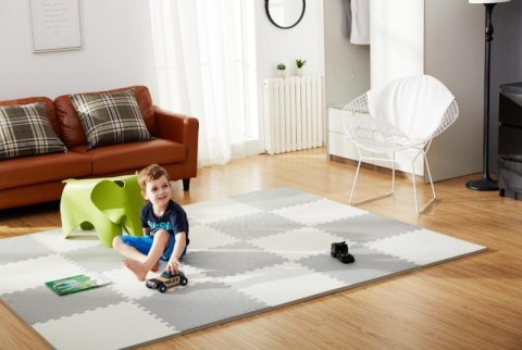 DUŻA MATA PIANKOWA, PUZZLE RICOKIDS 60X60CM 4 SZT BIAŁE I SZARE