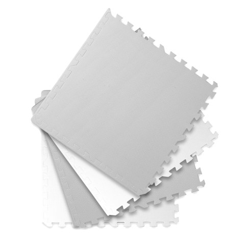 DUŻA MATA PIANKOWA, PUZZLE RICOKIDS 60X60CM 4 SZT BIAŁE I SZARE