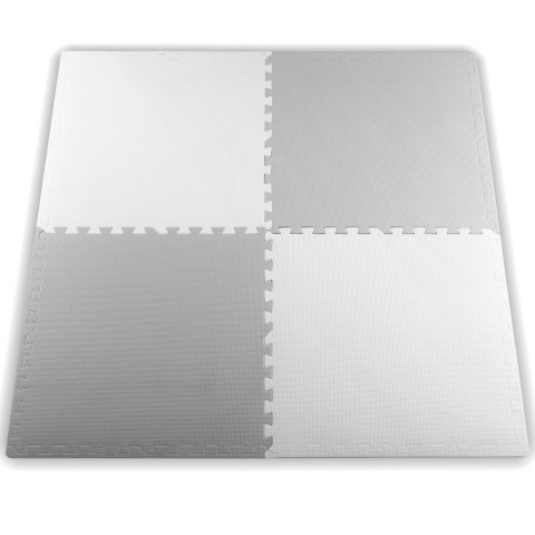 DUŻA MATA PIANKOWA, PUZZLE RICOKIDS 60X60CM 4 SZT BIAŁE I SZARE