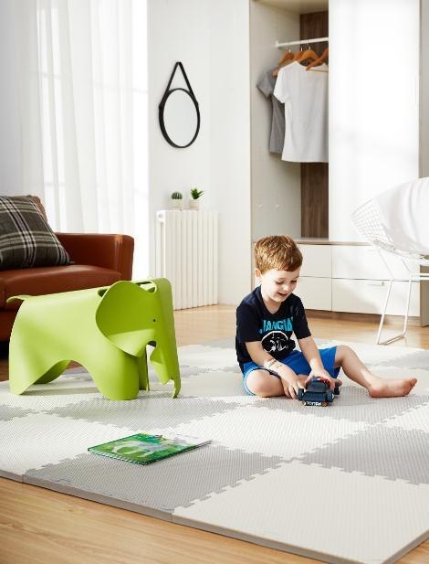 DUŻA MATA PIANKOWA, PUZZLE RICOKIDS 60X60CM 4 SZT BIAŁE I SZARE