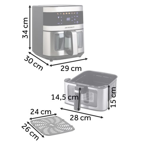 FRYTKOWNICA BEZTŁUSZCZOWA AIR FRYER BERDSEN BD-656 SREBRNA