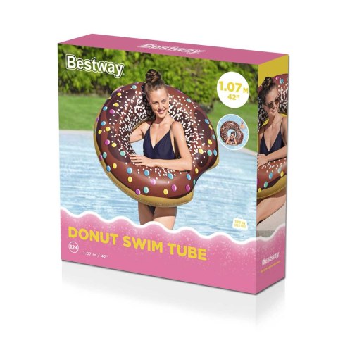 DMUCHANE KOŁO PLAŻOWE DO PŁYWANIA BRĄZOWY DONUT 107CM BESTWAY