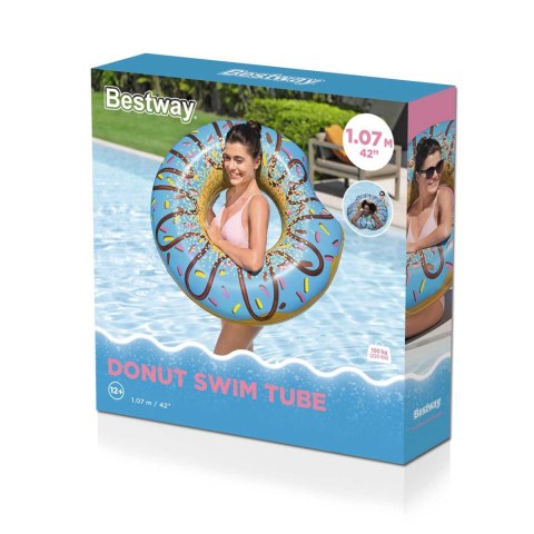 DMUCHANE KOŁO PLAŻOWE DO PŁYWANIA NIEBIESKI DONUT 107CM BESTWAY