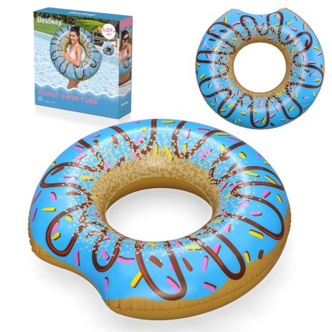 DMUCHANE KOŁO PLAŻOWE DO PŁYWANIA NIEBIESKI DONUT 107CM BESTWAY